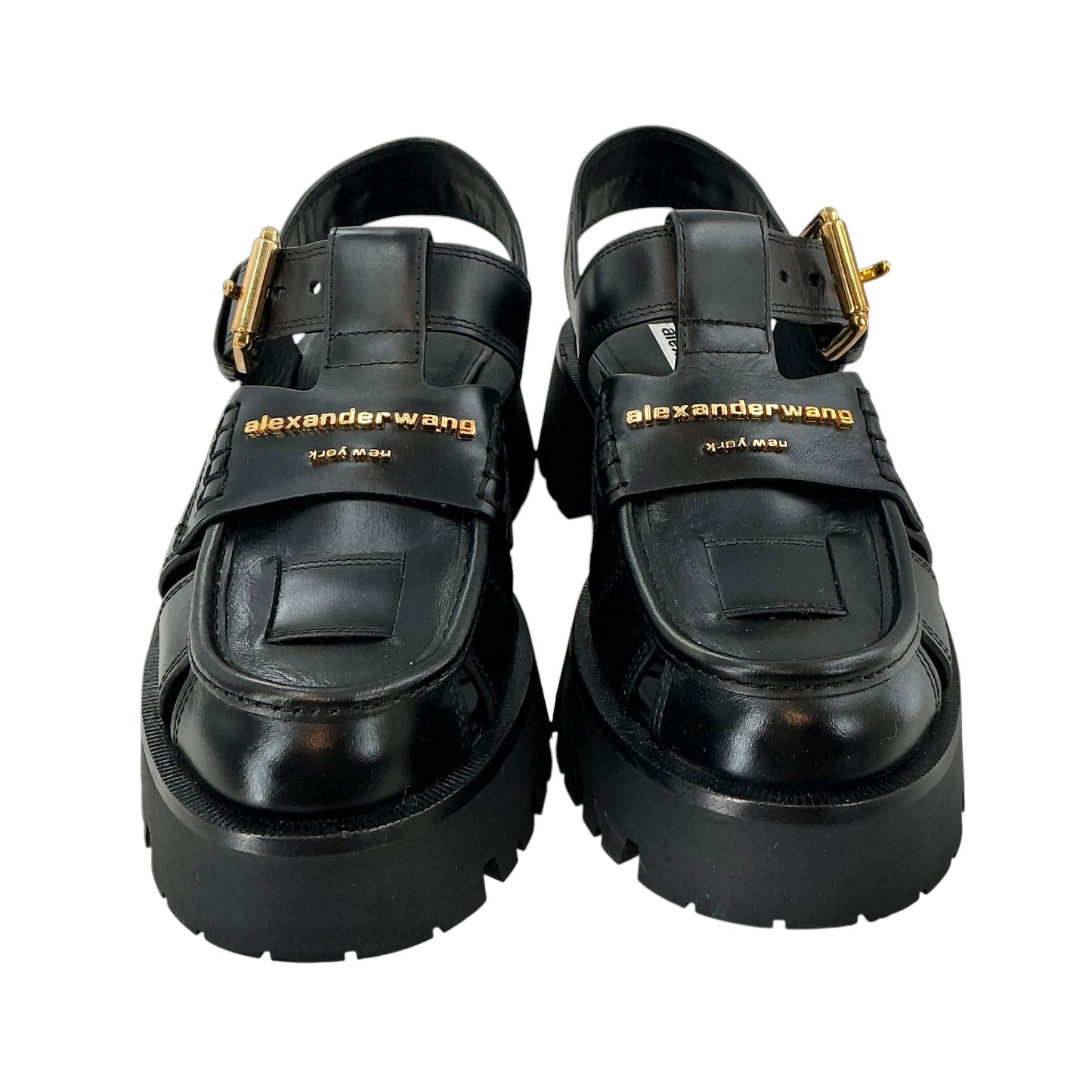 Alexander Wang Black Carter Platform Cage Fisherman Sandals