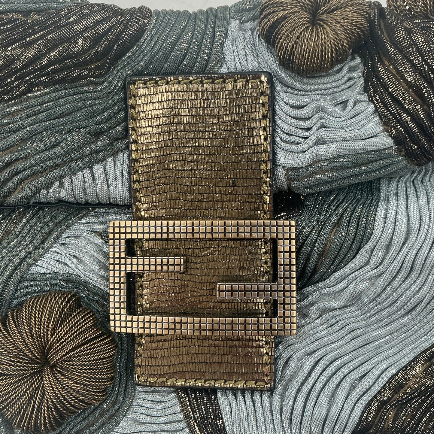 Fendi Limited Edition "Medusa" Metallic Embroidered Baguette