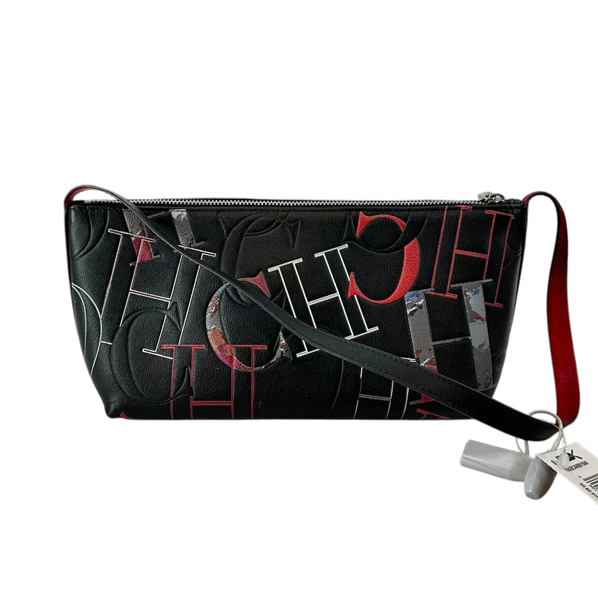 CH Carolina Herrera Black Leather Monogram Lipstick Shoulder Bag