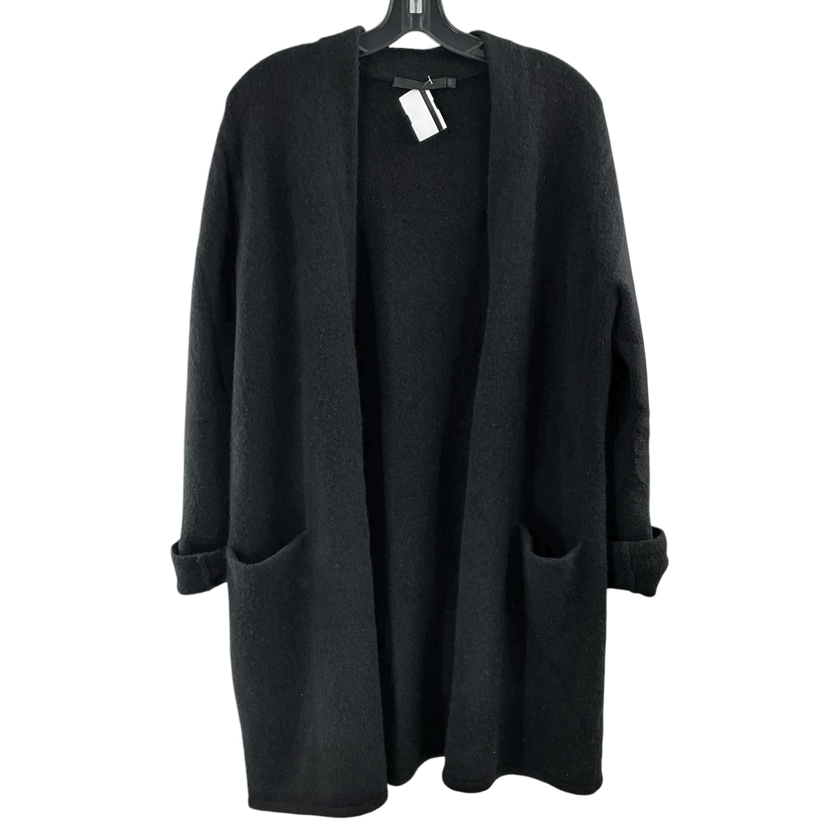 Jenni Kayne Merino Wool Yak Blend Open-Front Sweater Coat in Black