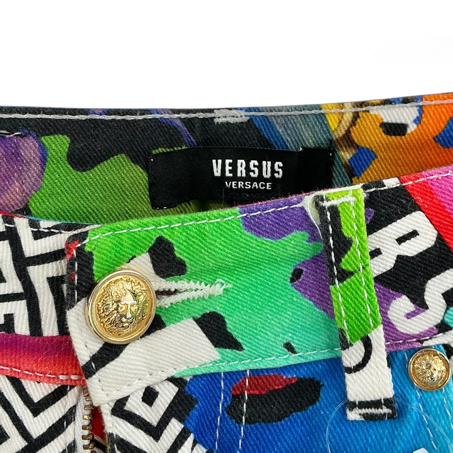 Versus Versace Rainbow Baroque Print Slim-Fit Stretch Jeans