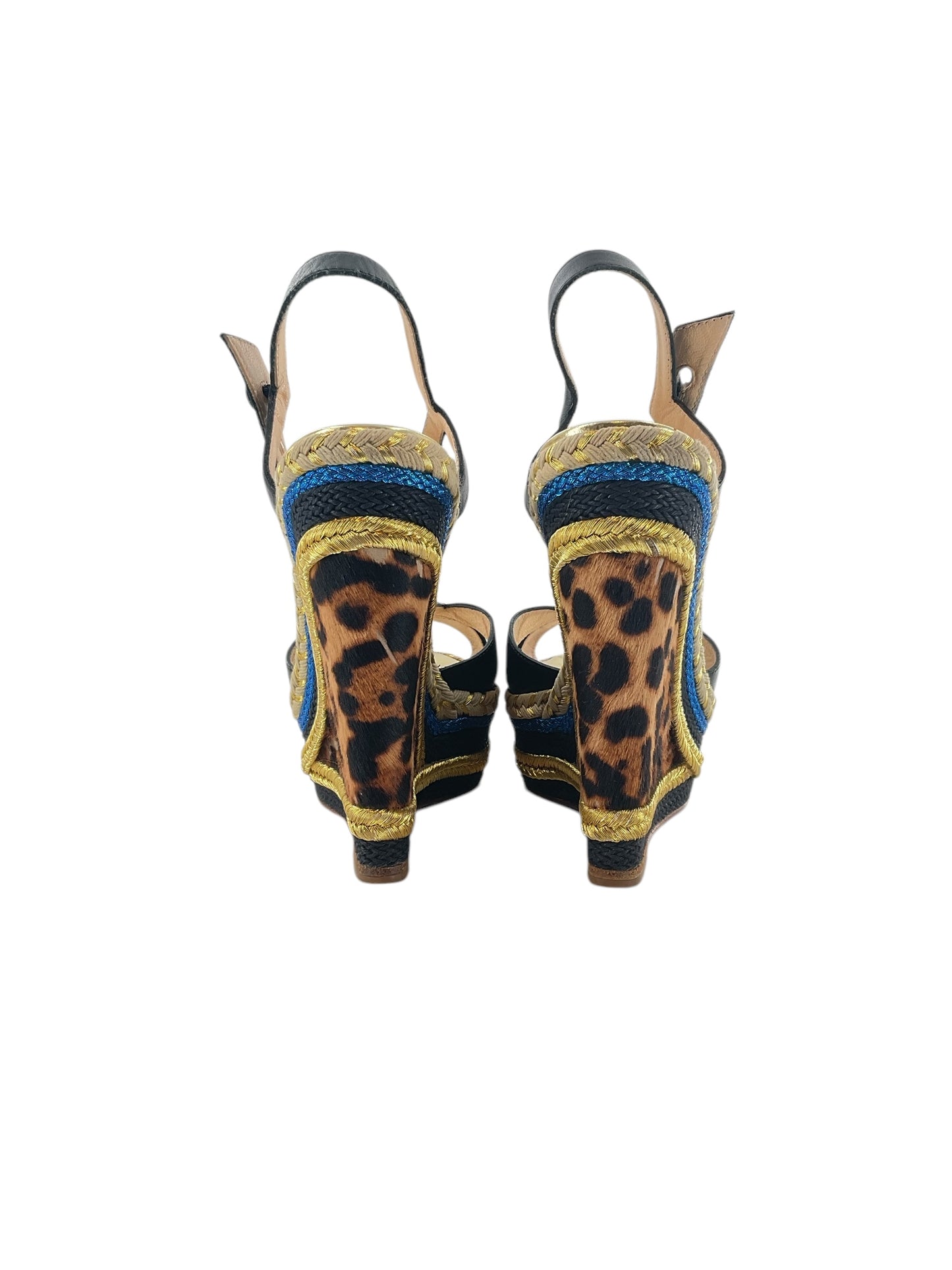 Christian Louboutin Trotolita Leopard&Pony Hair Espadrille Wedge Sandals