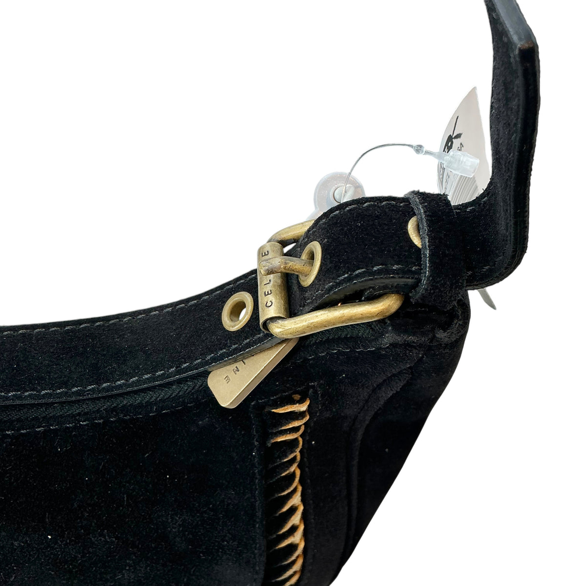 Celine Black Suede Studded Crescent Ava Shoulder Bag
