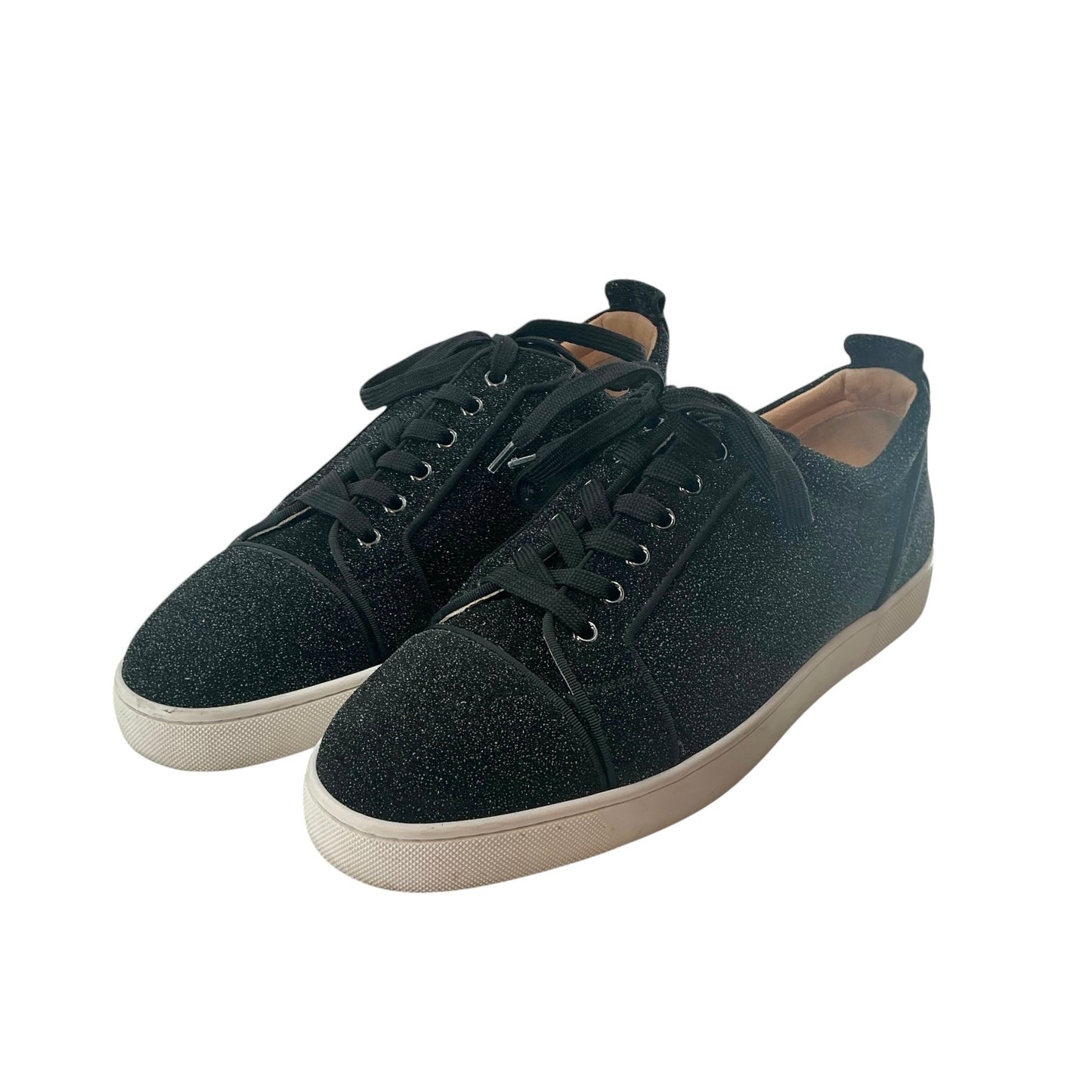 Christian Louboutin Louis Junior Orlato Flat Black Glitter Sneakers
