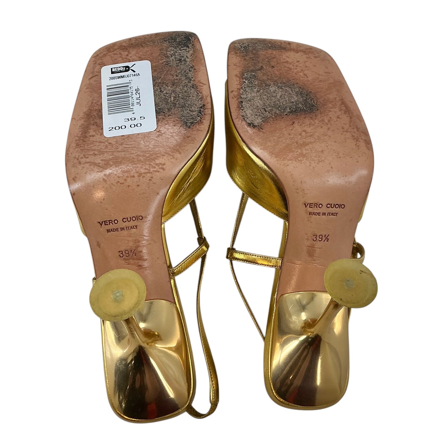 Miu Miu Gold Metallic Strappy Slingback Sandals