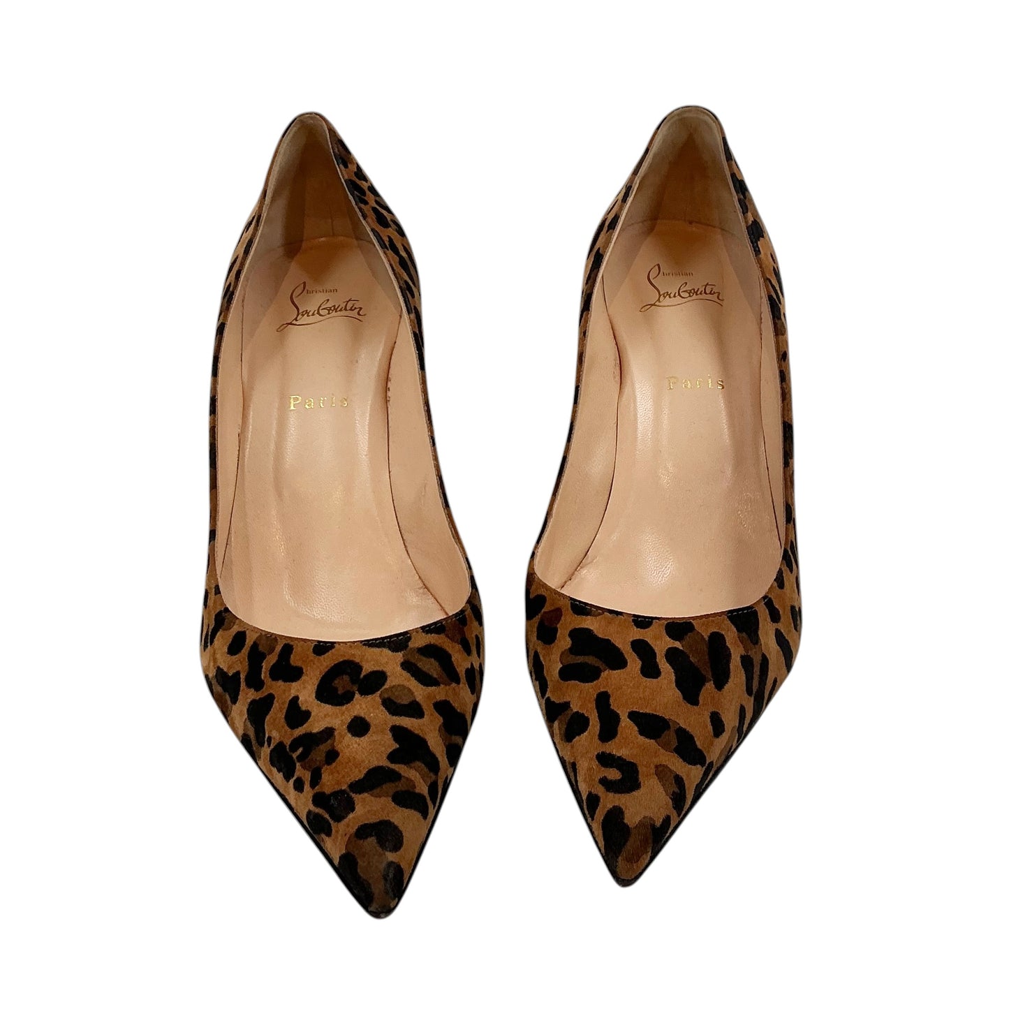 Christian Louboutin Clare Leopard Suede Pointed Toe Heels