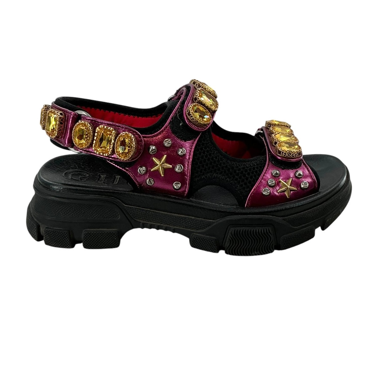 Gucci Aguru Crystal-Embellished Platform Sandals