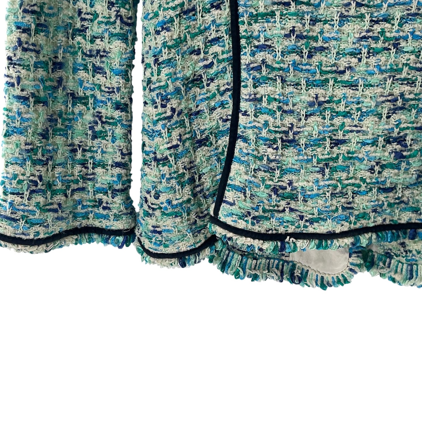 St. John Couture Teal Multi Fringe Knit Jacket