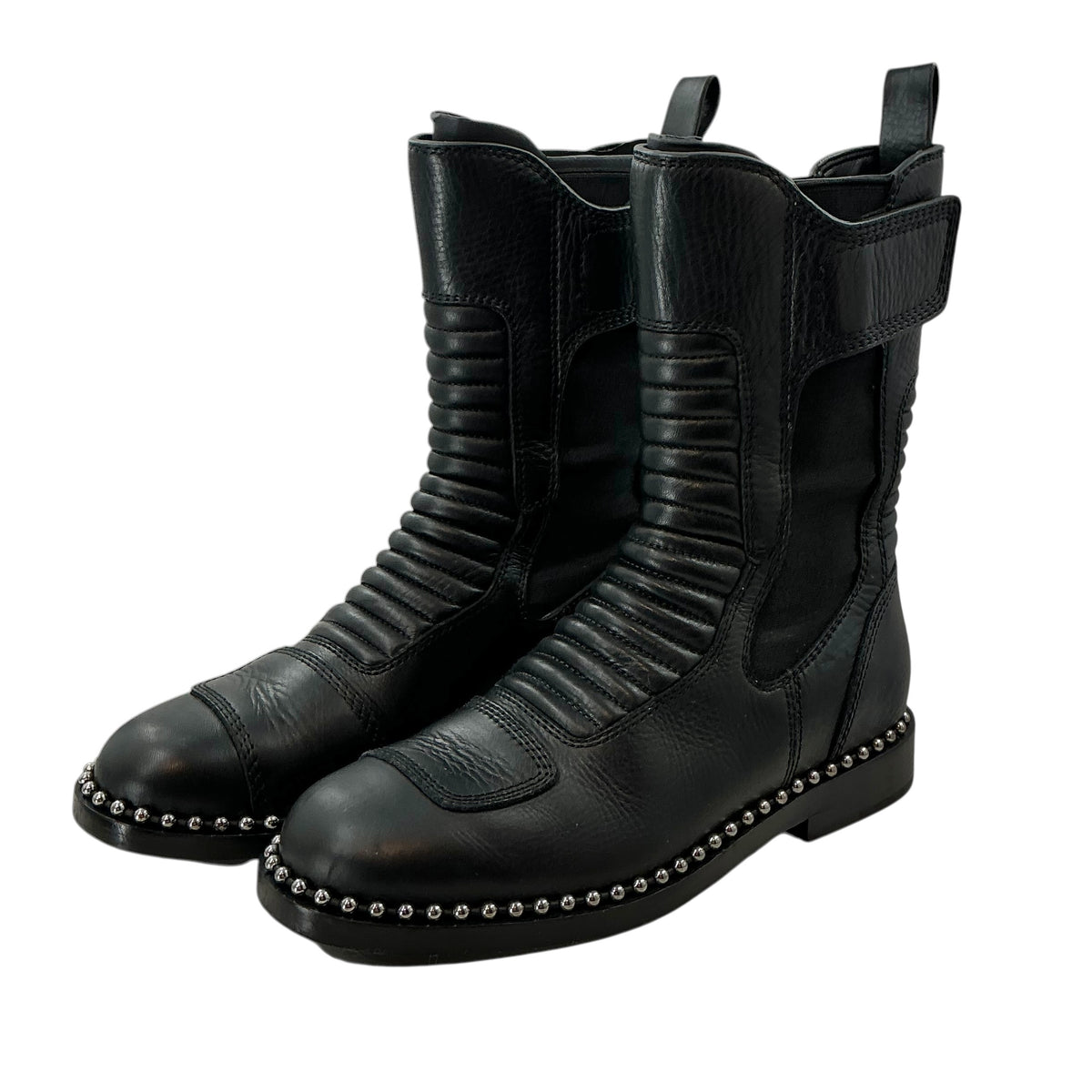 Alexander Wang Black Mica Ball Stud Biker Boots