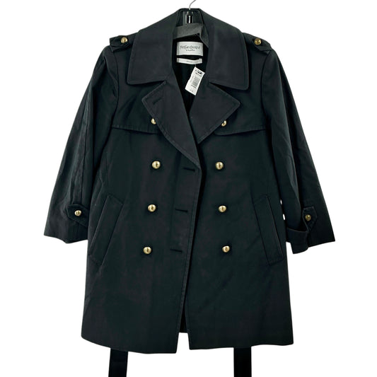 Yves Saint Laurent Black Rive Gauche Double-Breasted Trench Coat
