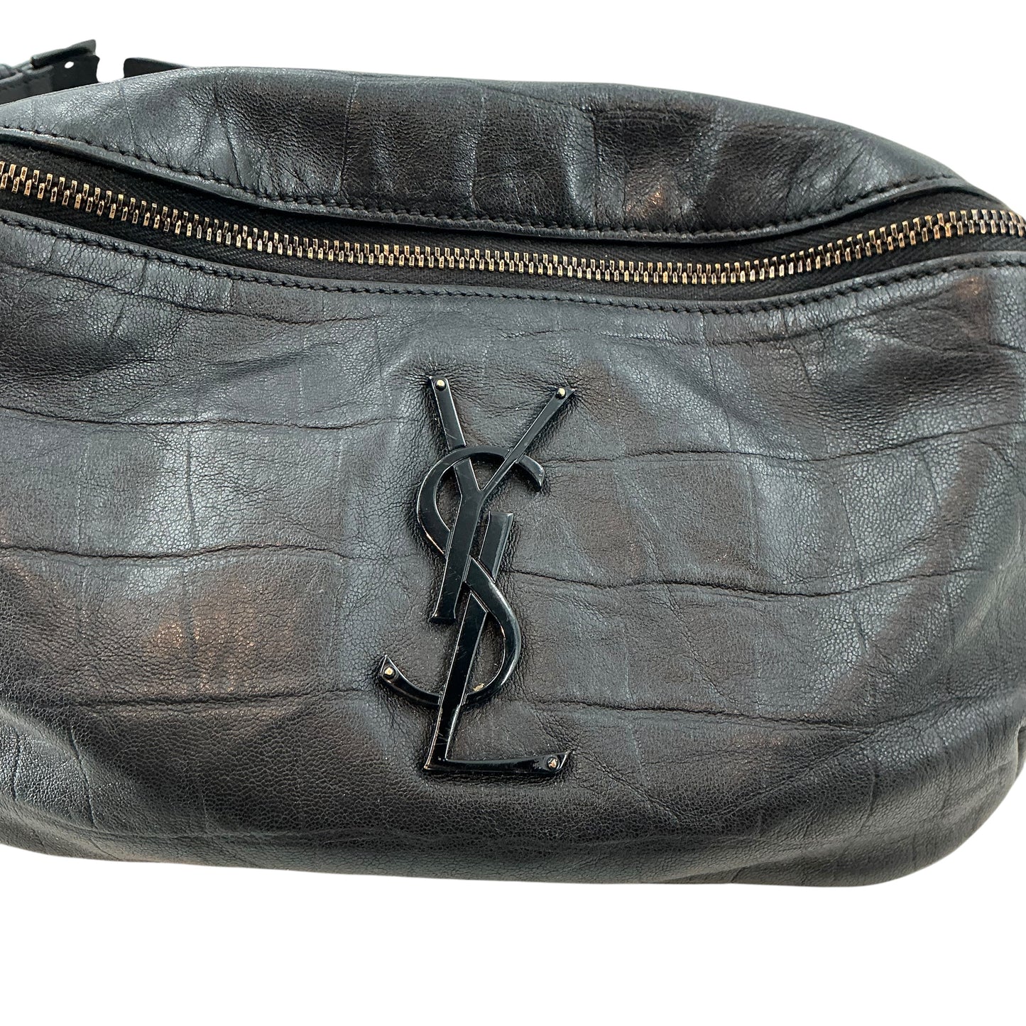 Saint Laurent (YSL) Classic Monogram Crocodile-Embossed Leather Belt Bag – Matte Black