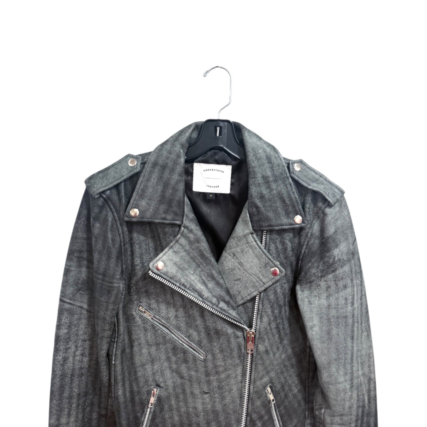 Understated Distressed Leather Motosport Jacket