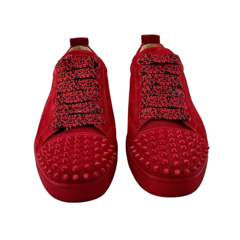 Christian Louboutin Louis Junior Spikes "Loubi" Red Suede Sneakers