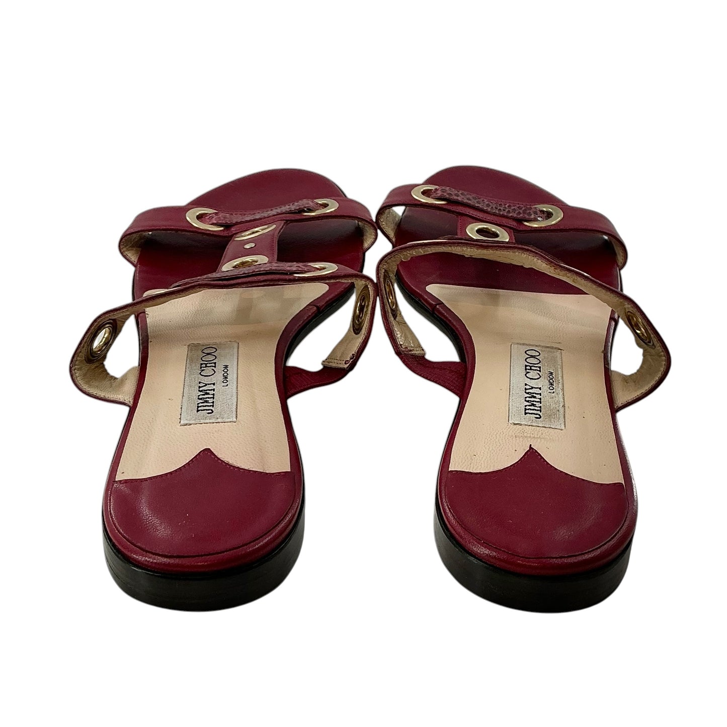 Jimmy Choo Rare Burgundy Watersnake KAT Flat Sandals