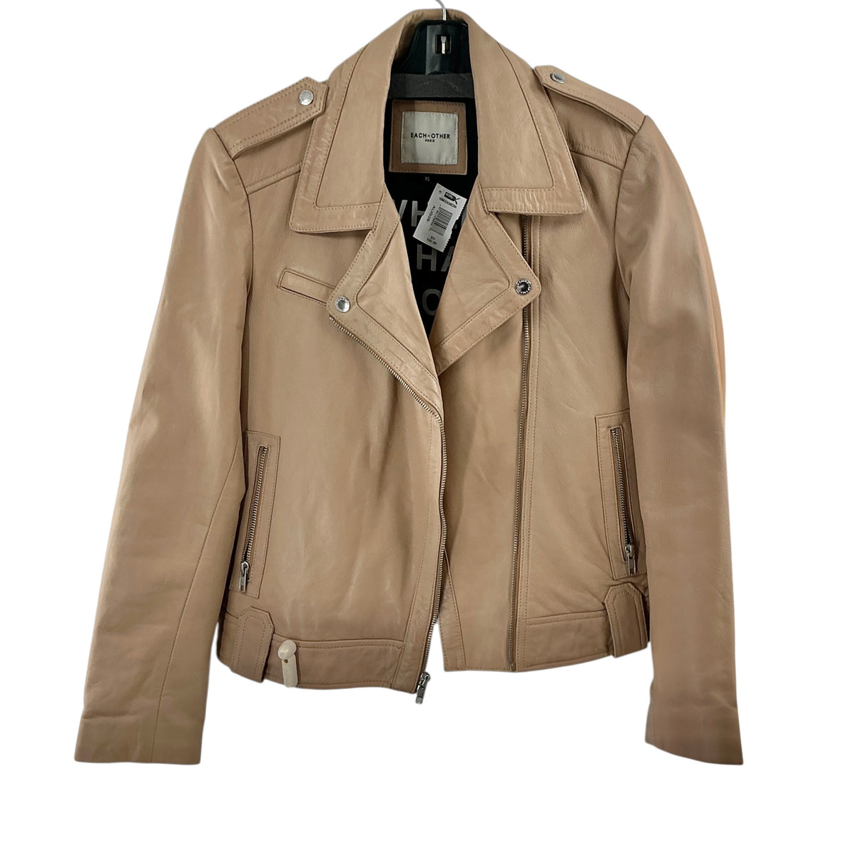 Each x Other Paris Women's Premium Leather Moto Jacket – Beige / Tan