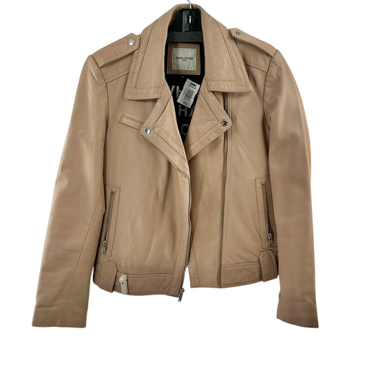 Each x Other Paris Women's Premium Leather Moto Jacket – Beige / Tan