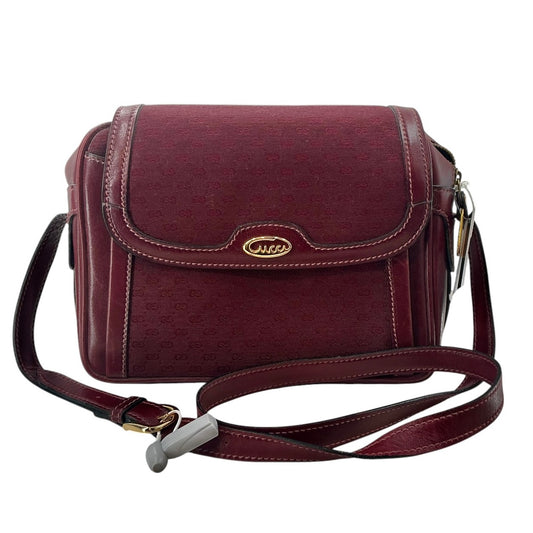 Gucci Burgundy Monogram Canvas & Leather Crossbody Bag