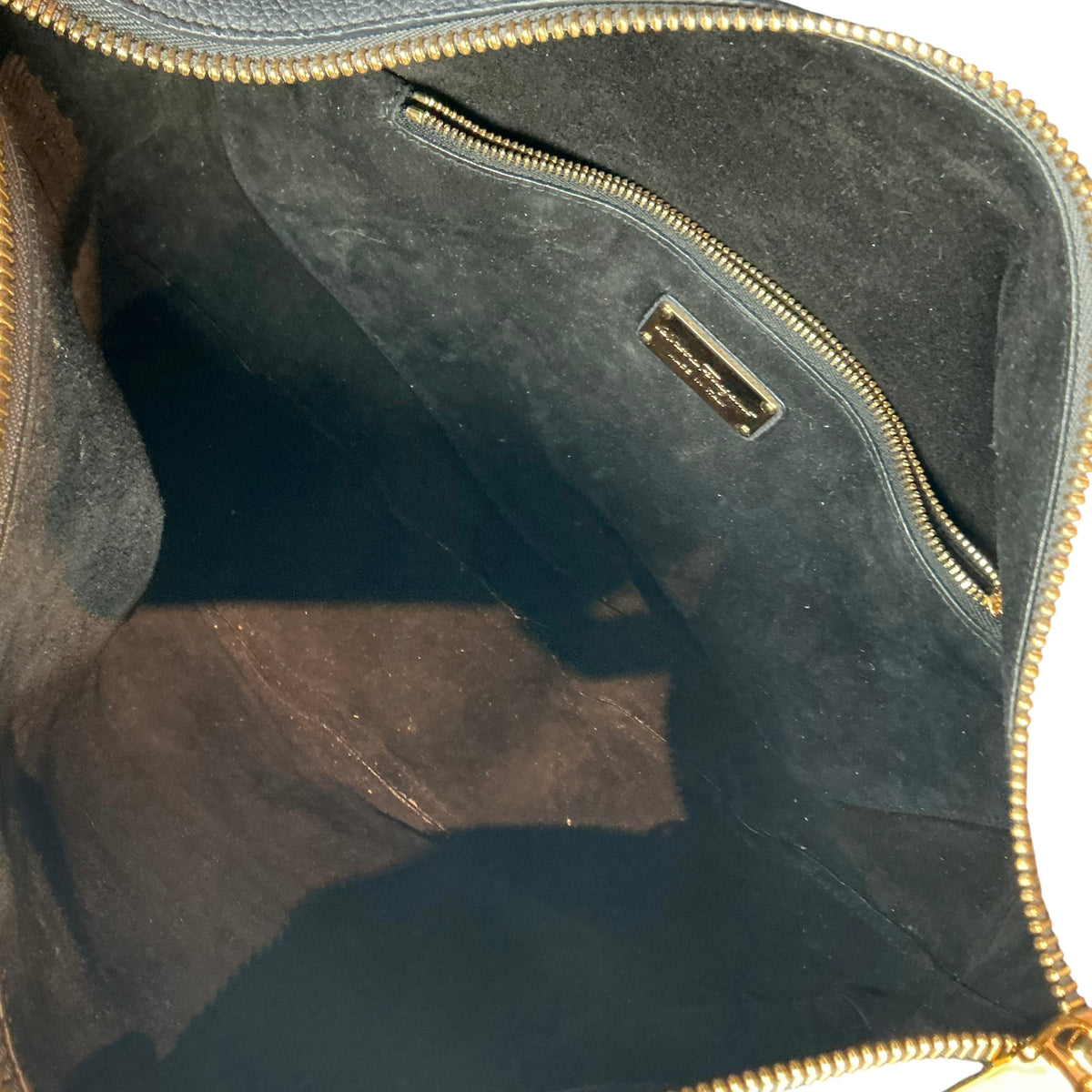 Salvatore Ferragamo Black Hammered Leather Hoop Hobo Bag