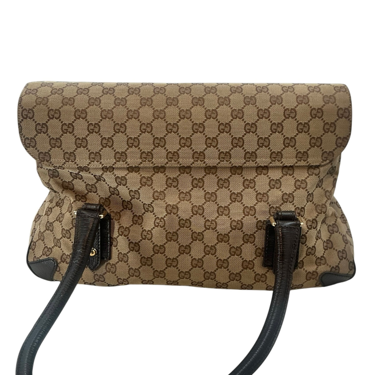Gucci Tom Ford Era Beige/Ebony GG Canvas Horsebit Chain Flap Shoulder Satchel Bag