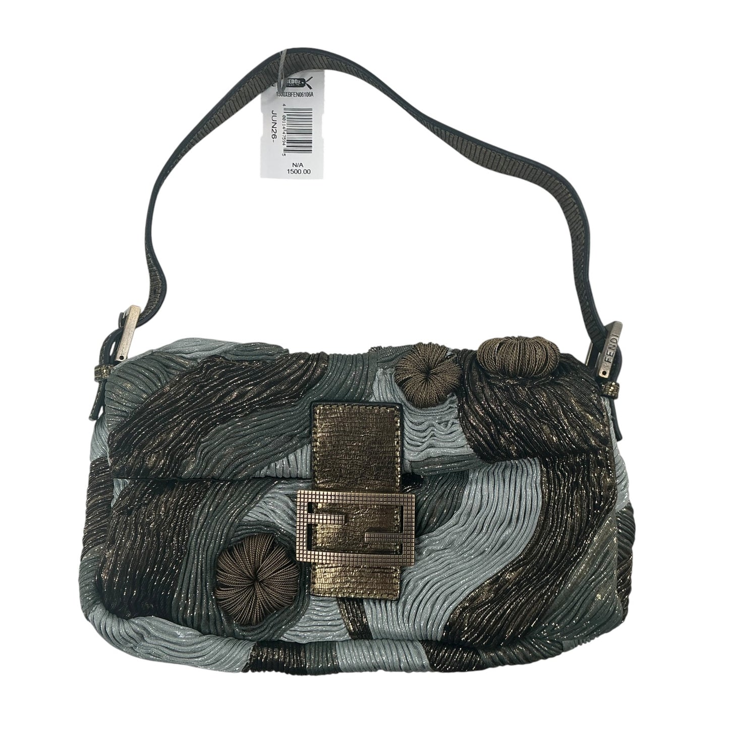 Fendi Limited Edition "Medusa" Metallic Embroidered Baguette
