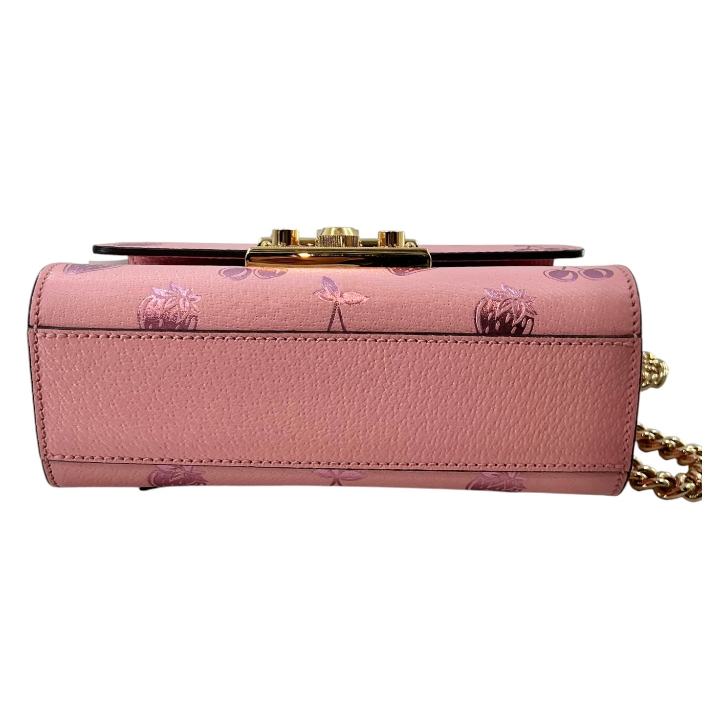Gucci Small Padlock Strawberry & Cherry Shoulder Bag - Pink