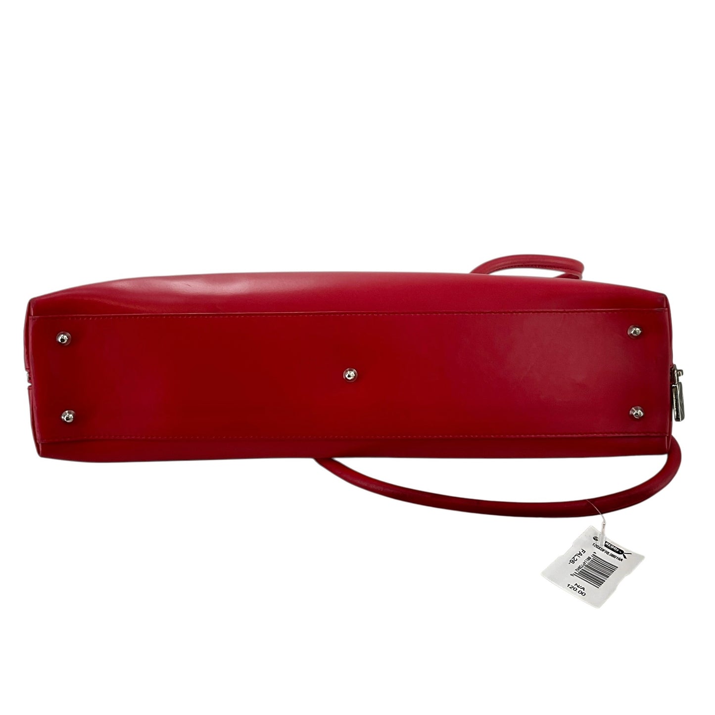 FURLA Red Smooth Leather Oblong Baguette Shoulder Bag