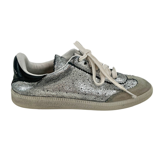 Isabel Marant Bryce Metallic Crackled Silver Sneakers