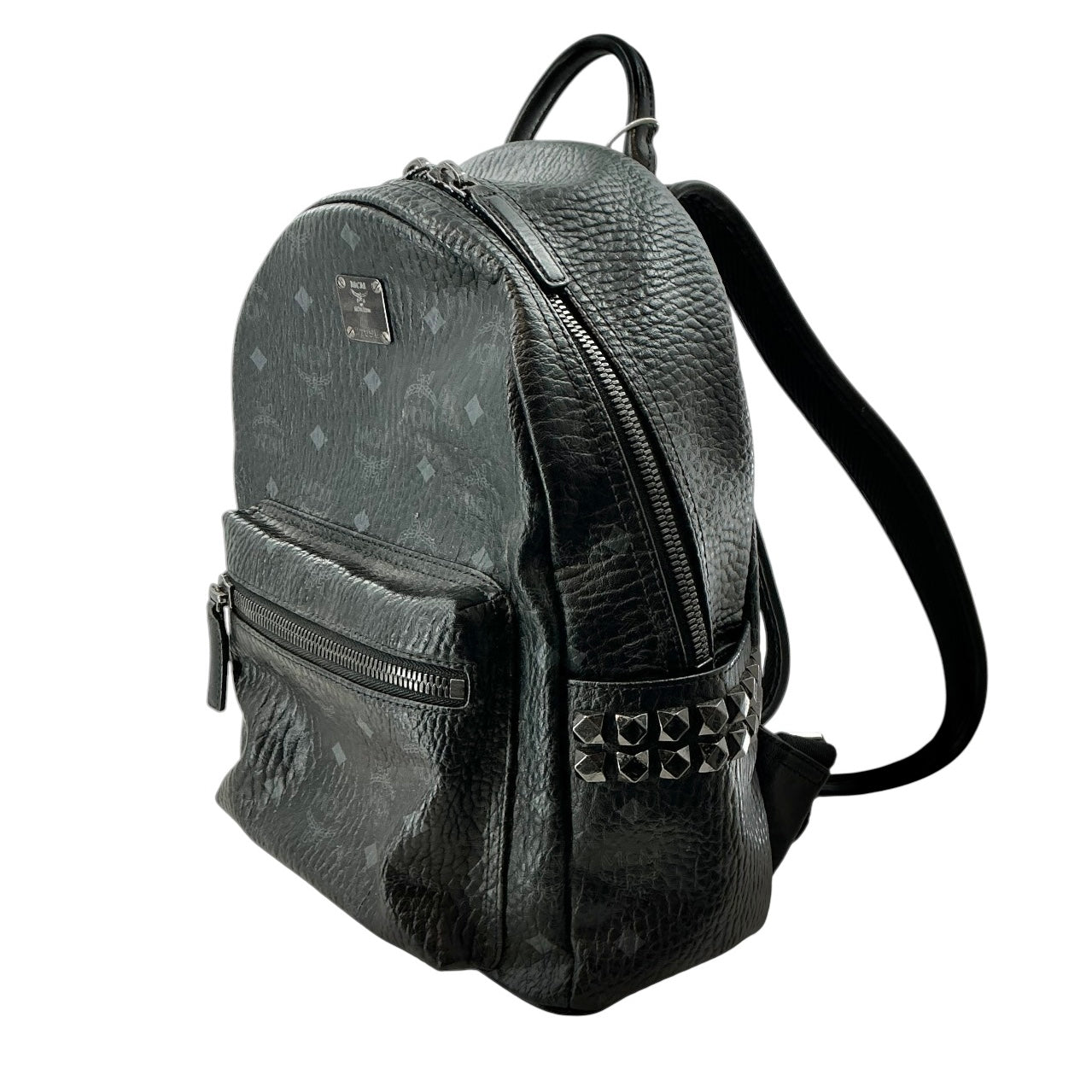 MCM Stark Side Studs Backpack in Black Visetos