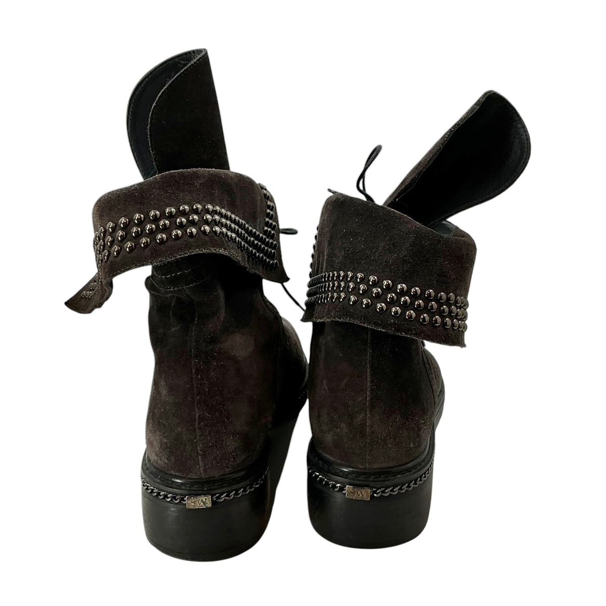 Stuart Weitzman Yadastud Suede Embellished Biker Boots