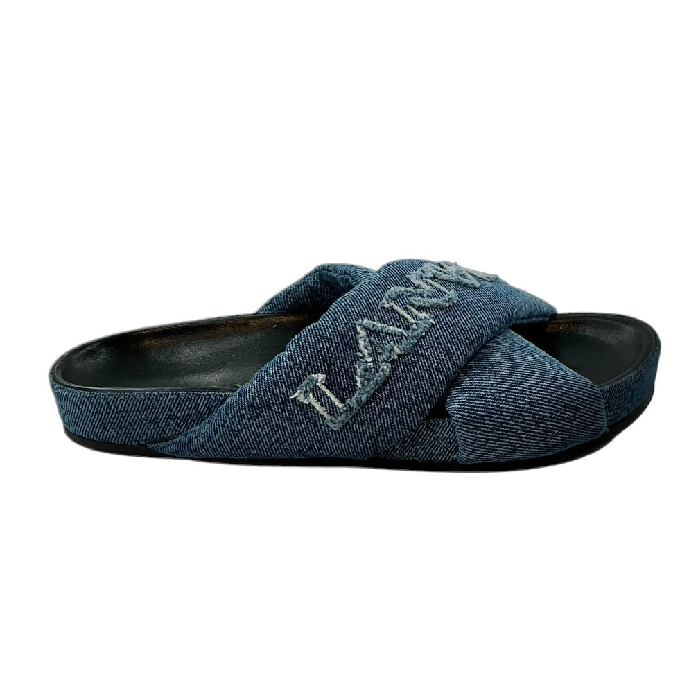 Lanvin Tinkle Logo-Embroidered Denim Sliders