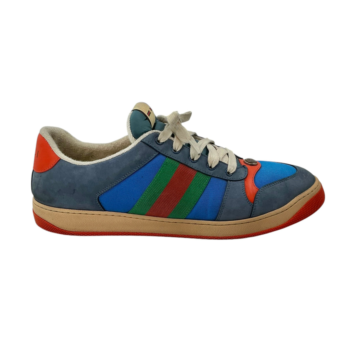 Gucci Screener Blue/Orange Vintage Low-Top Sneakers