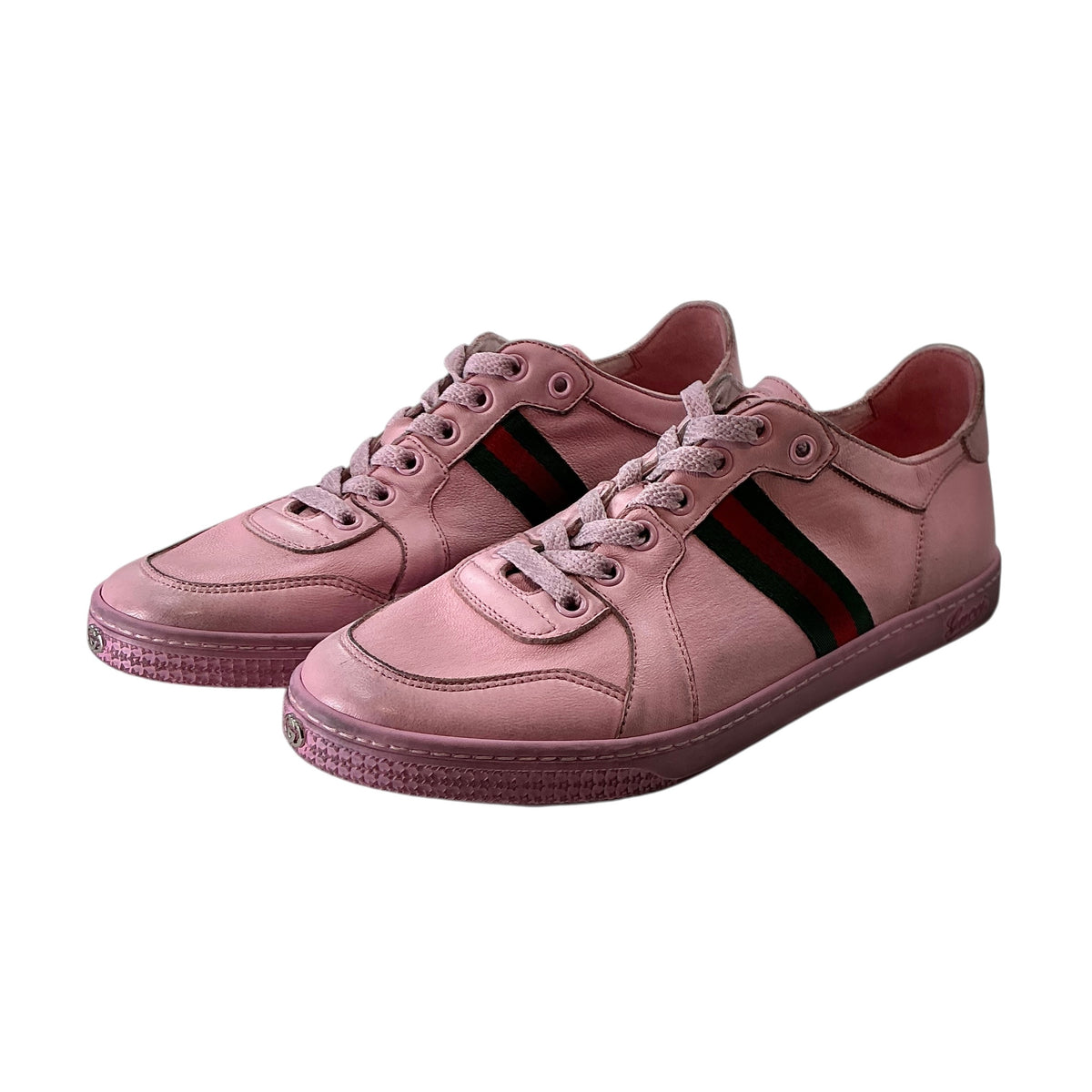 Gucci Pink Leather Stretch Low-Top Sneakers