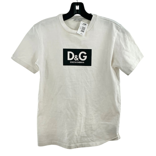 Dolce & Gabbana Womens White Black Box Logo Crew Neck T-Shirt