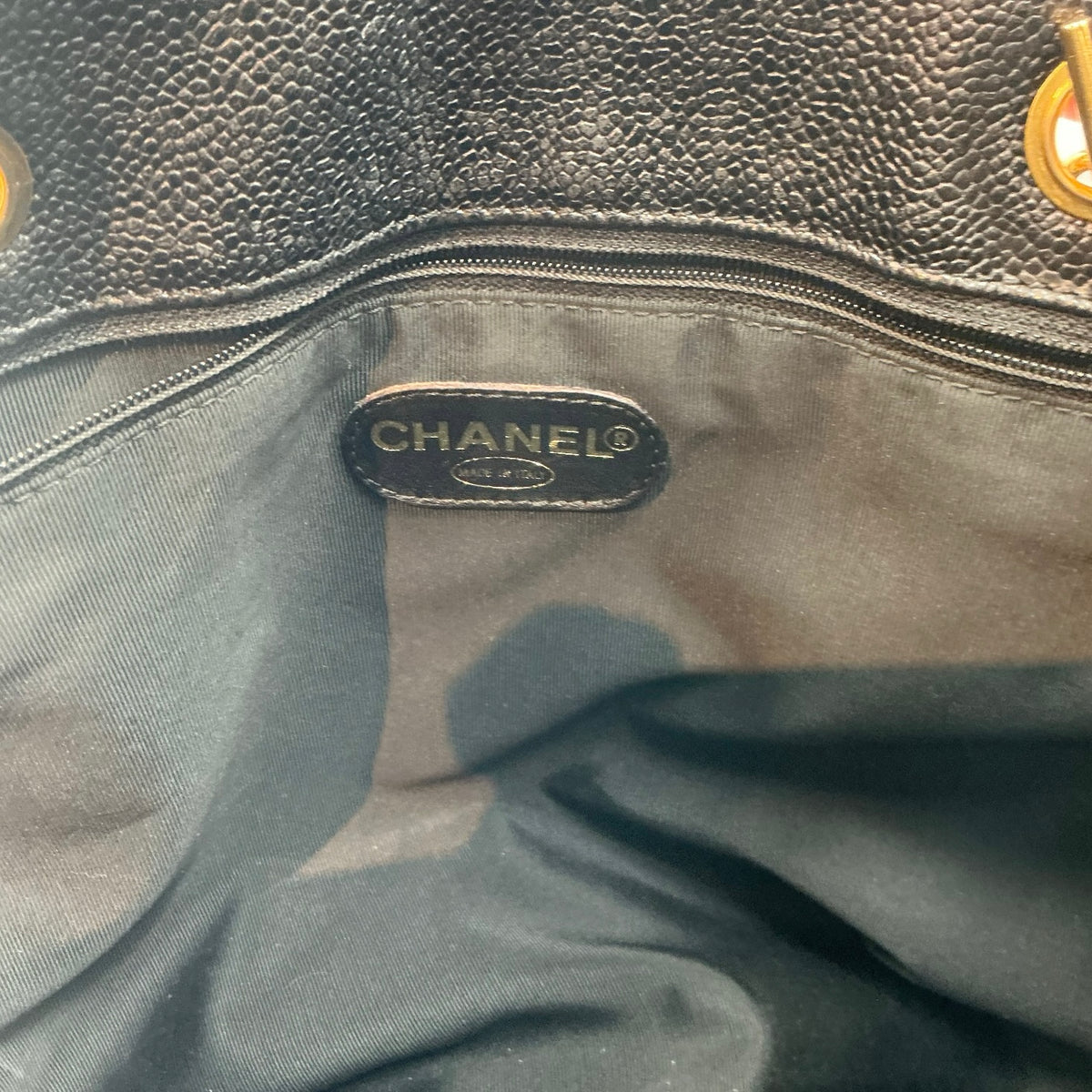 Chanel Vintage Timeless CC Large Bowler Shopping Tote Bag Black Caviar GHW
