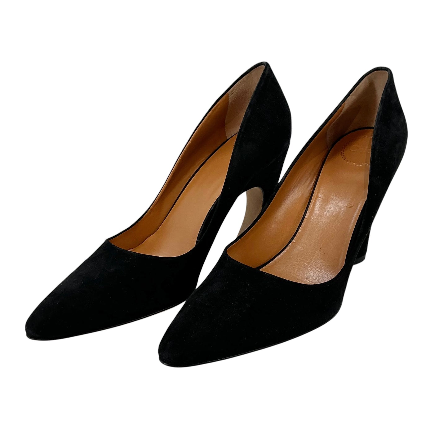 Chloé Oli Black Suede Pointed-Toe Comma Heel Pumps