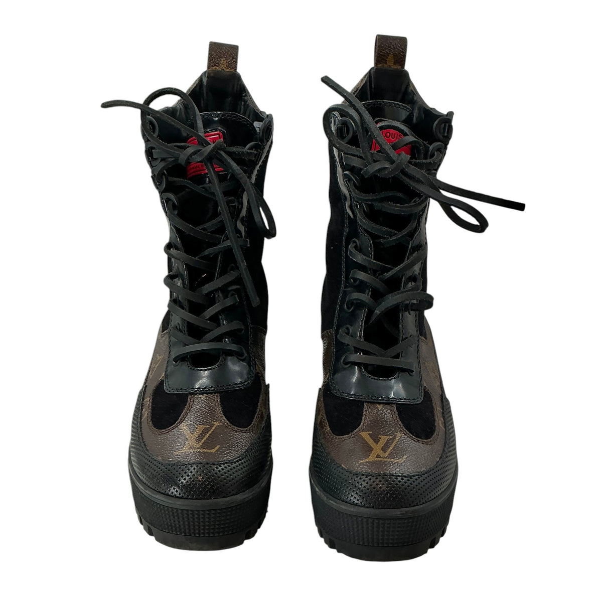 Louis Vuitton World Tour Patches Laureate Platform Combat Boots