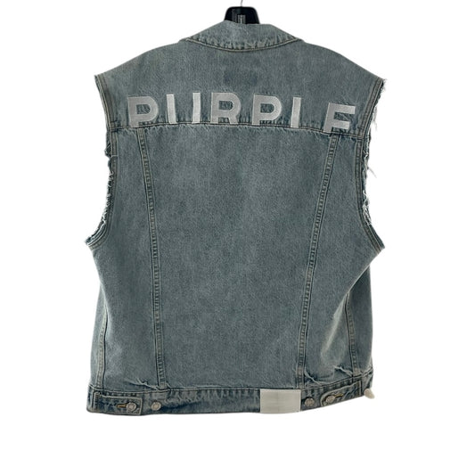 Purple Brand Men's Logo Embroidered Denim Vest