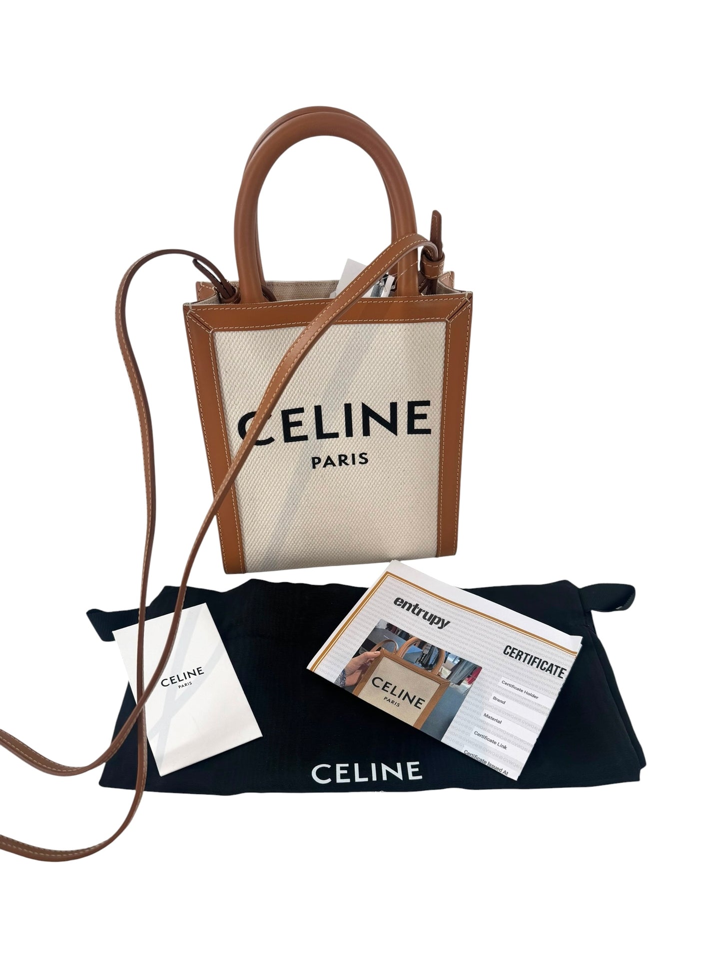 Celine Mini Vertical Cabas in Textile and Calfskin