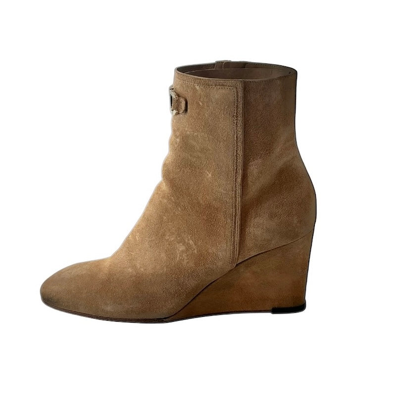 Salvatore Ferragamo Suede Side Zip Short Boot