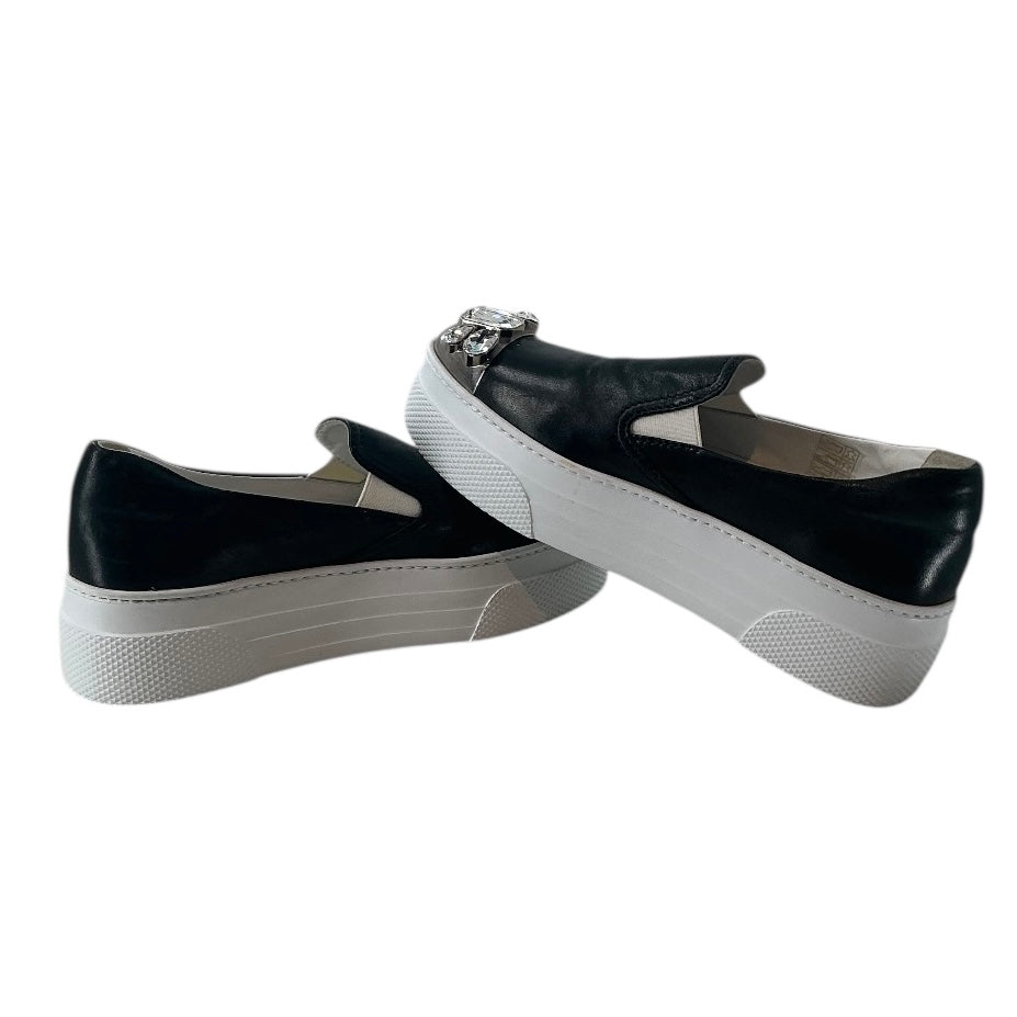 Miu Miu Black Leather Crystal-embellished Platform Slip-on Sneakers