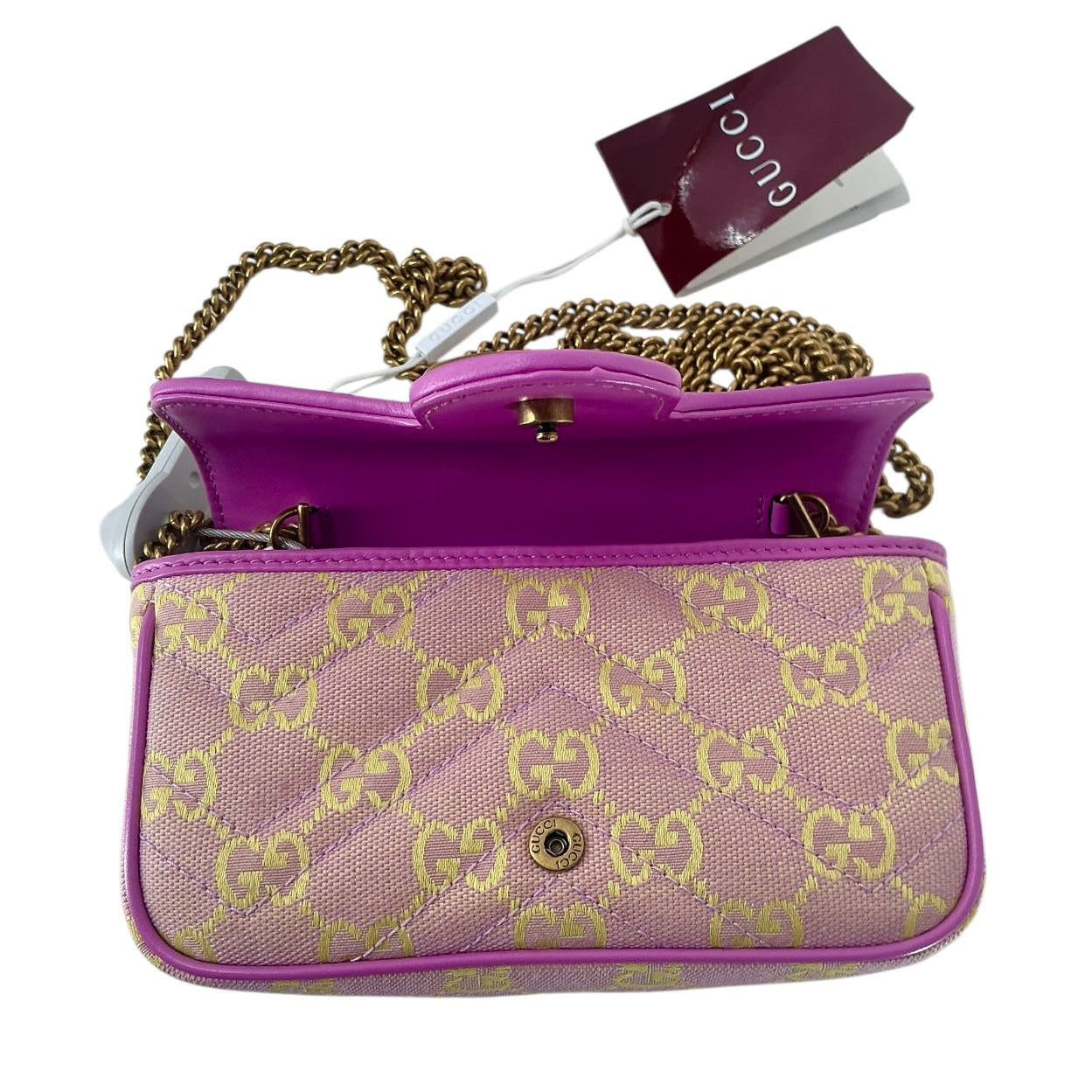 Gucci Monogram Multicolor Matelasse Diagonal Super Mini GG Marmont Shoulder Bag