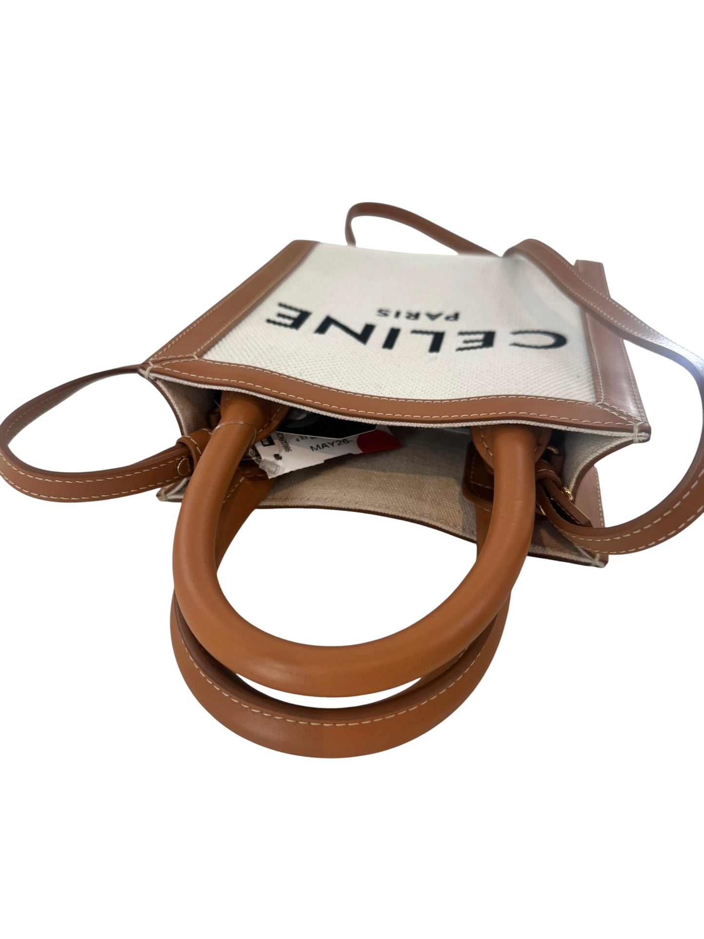 Celine Mini Vertical Cabas in Textile and Calfskin