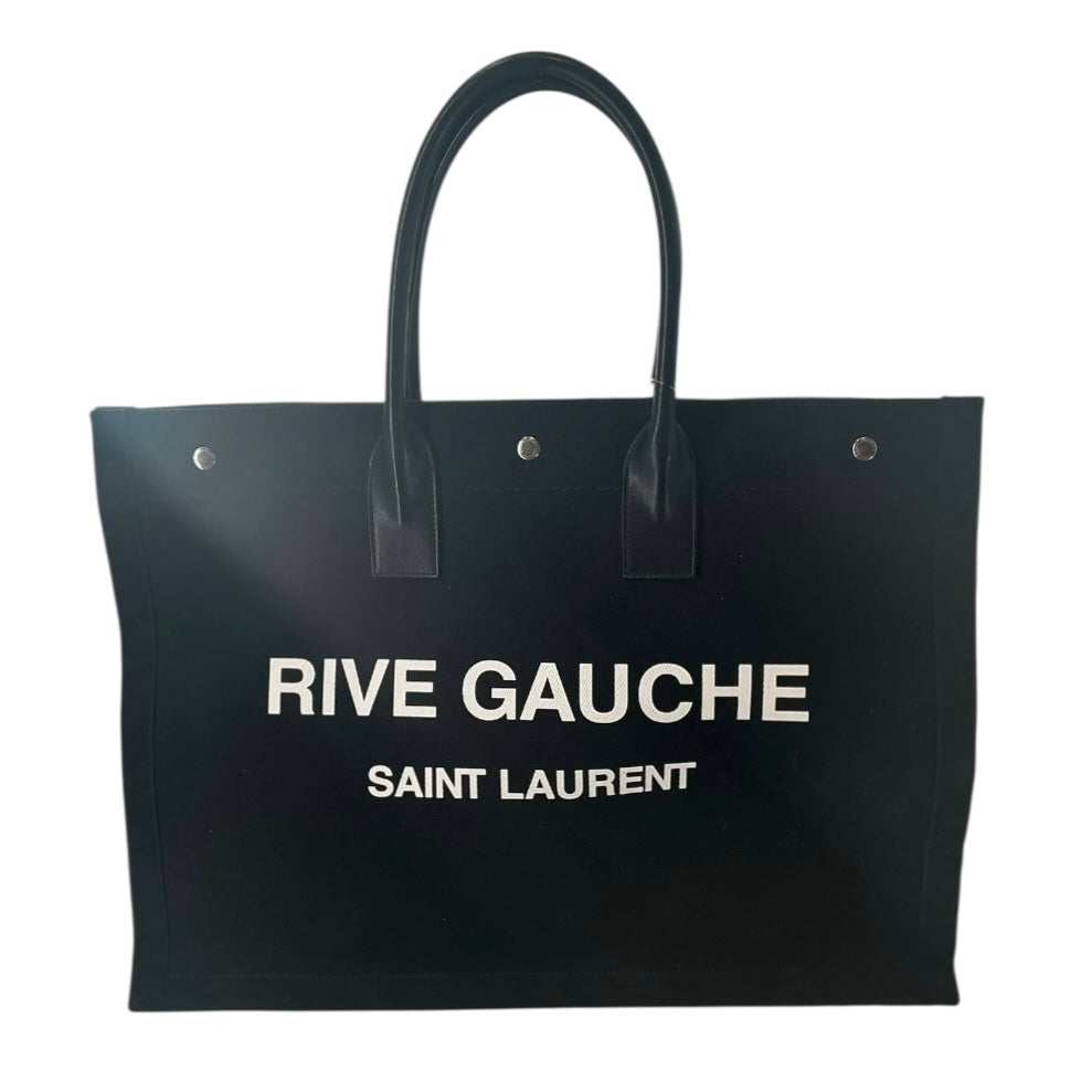 Saint Laurent Rive Gauche Cotton and Leather Tote Bag