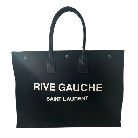 Saint Laurent Rive Gauche Cotton and Leather Tote Bag