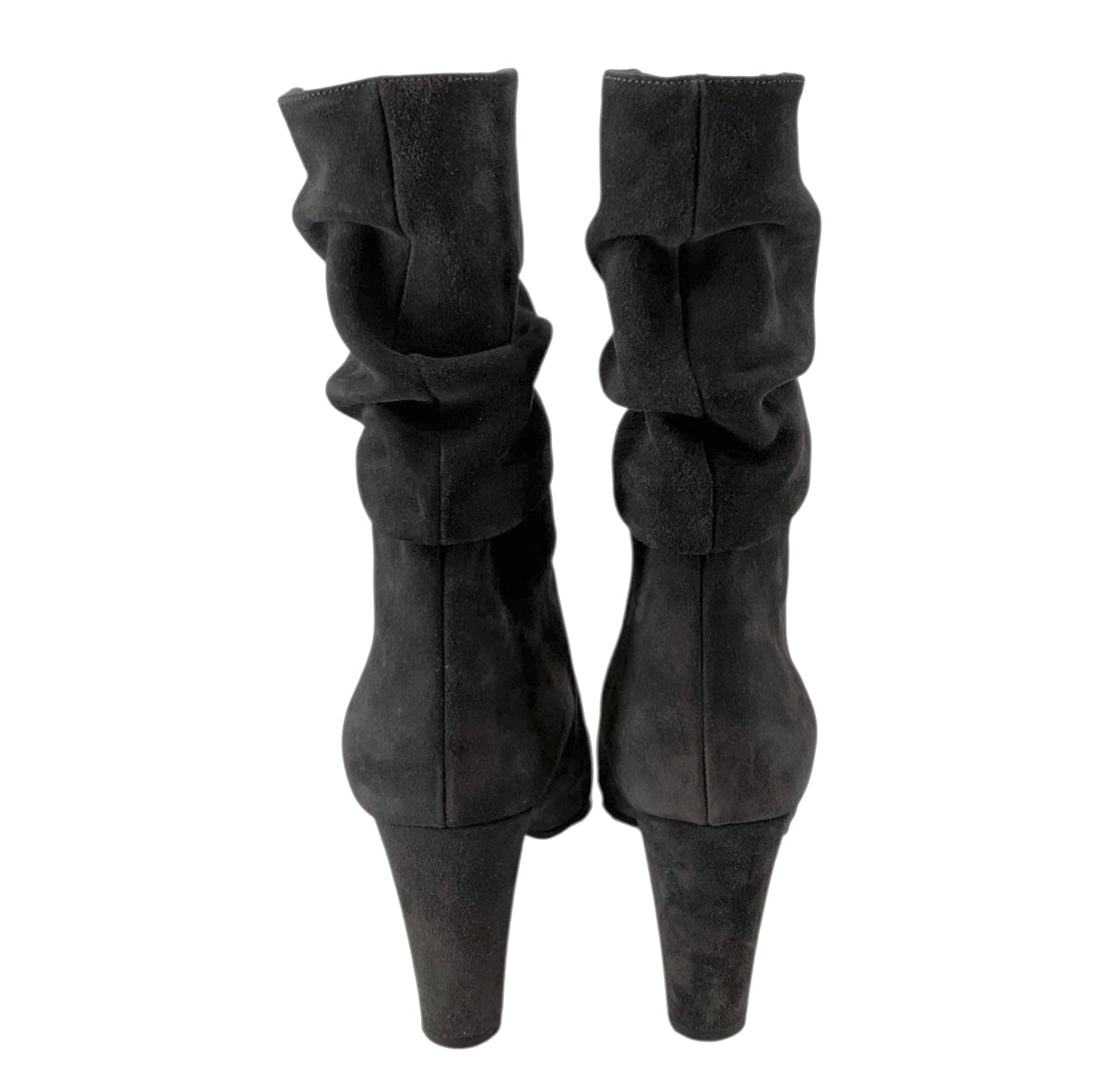 Manolo Blahnik Silver Suede Calasso Heeled Booties