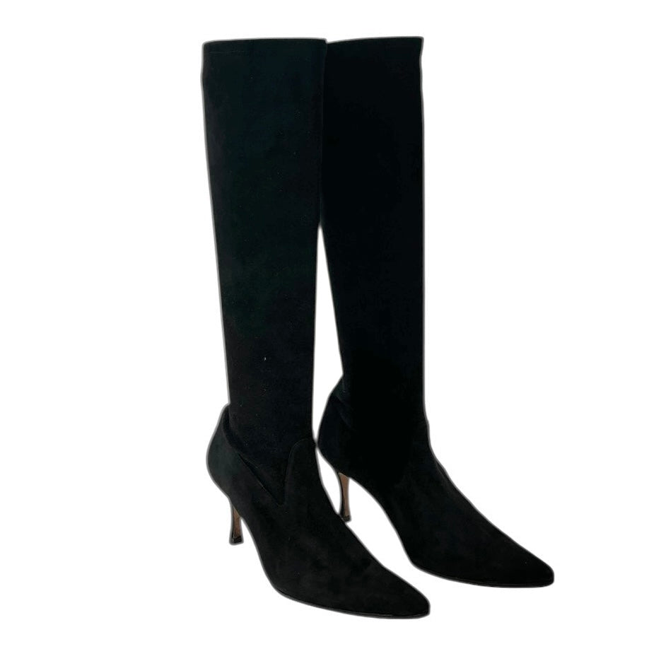 Manolo Blahnik Pamfilo 90 Stretch Suede Knee Boots