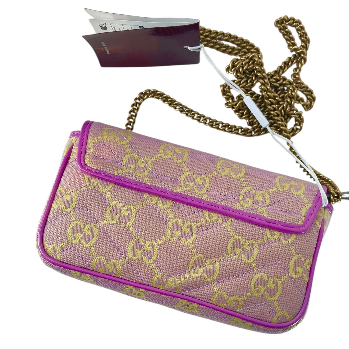 Gucci Monogram Multicolor Matelasse Diagonal Super Mini GG Marmont Shoulder Bag