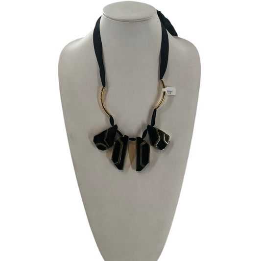 Marni Black Geometric Resin & Gold-Tone Accent Statement Ribbon Necklace