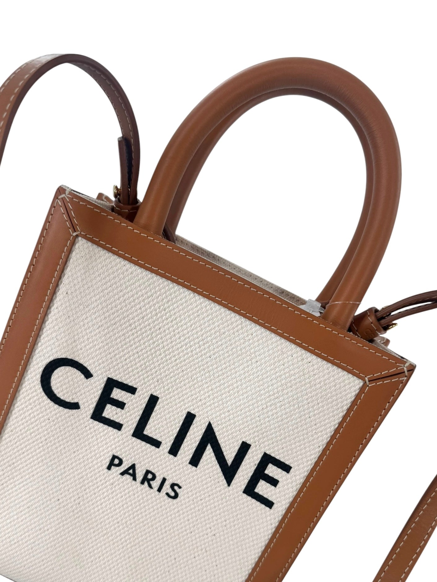 Celine Mini Vertical Cabas in Textile and Calfskin