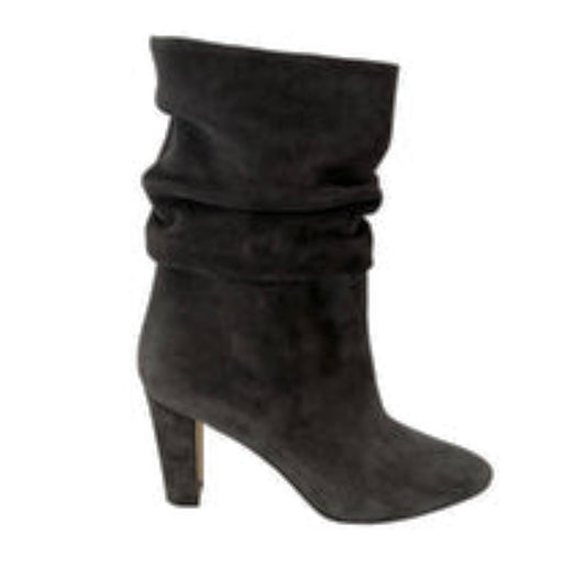 Manolo Blahnik Silver Suede Calasso Heeled Booties